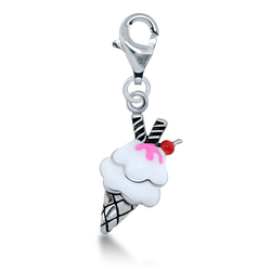 Waffle Ice Cream Cone Shaped Silver Charms CH-25